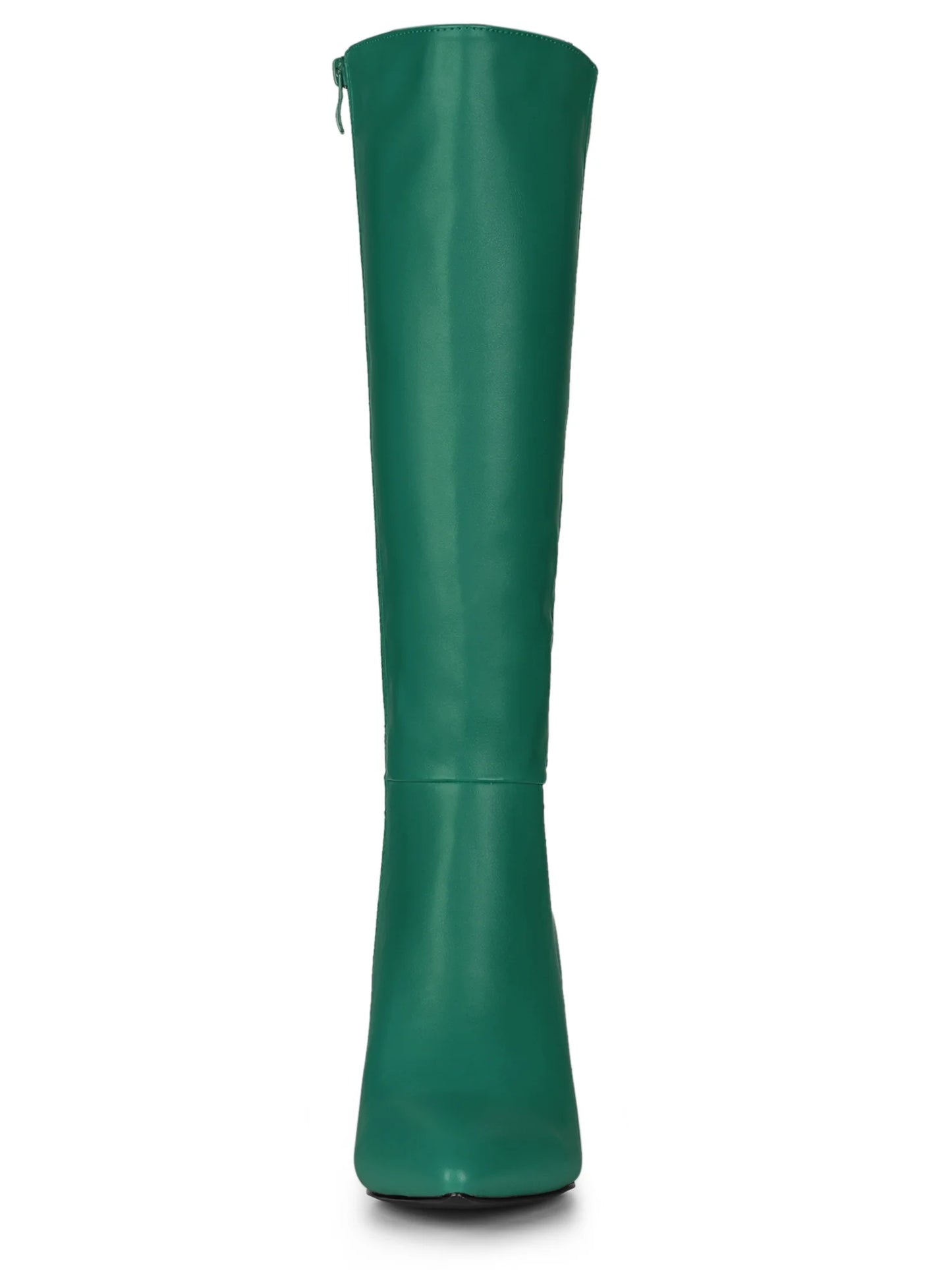 Women Pointed Toe Side Zipper Stiletto Heel Knee High Boots Dark Green 6.5